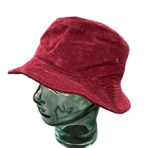 Newhattan Red Corduroy Bucket Hat Cotton Unisex Streetwear Outdoor Skater Sz S/M